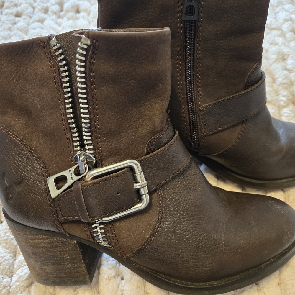 RUDSAK Brown Ankle Boots with Silver Accents